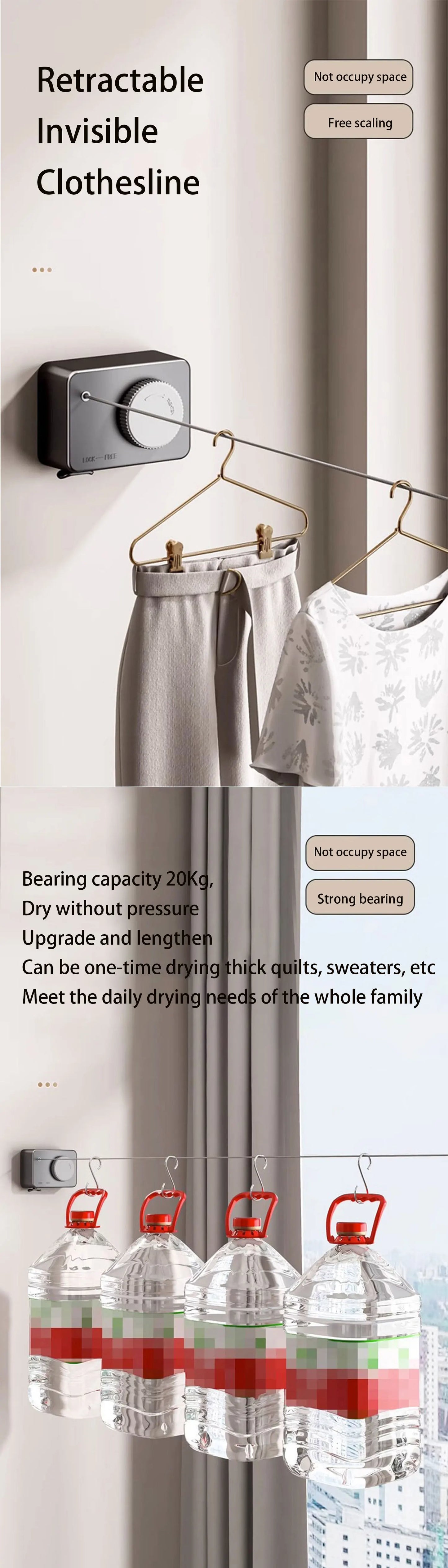Stainless Steel Retractable Invisible Clotheslines