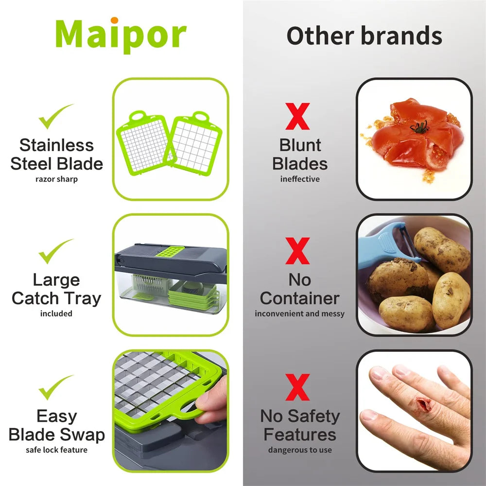12-in-1 Manual Vegetable Chopper & Slicer