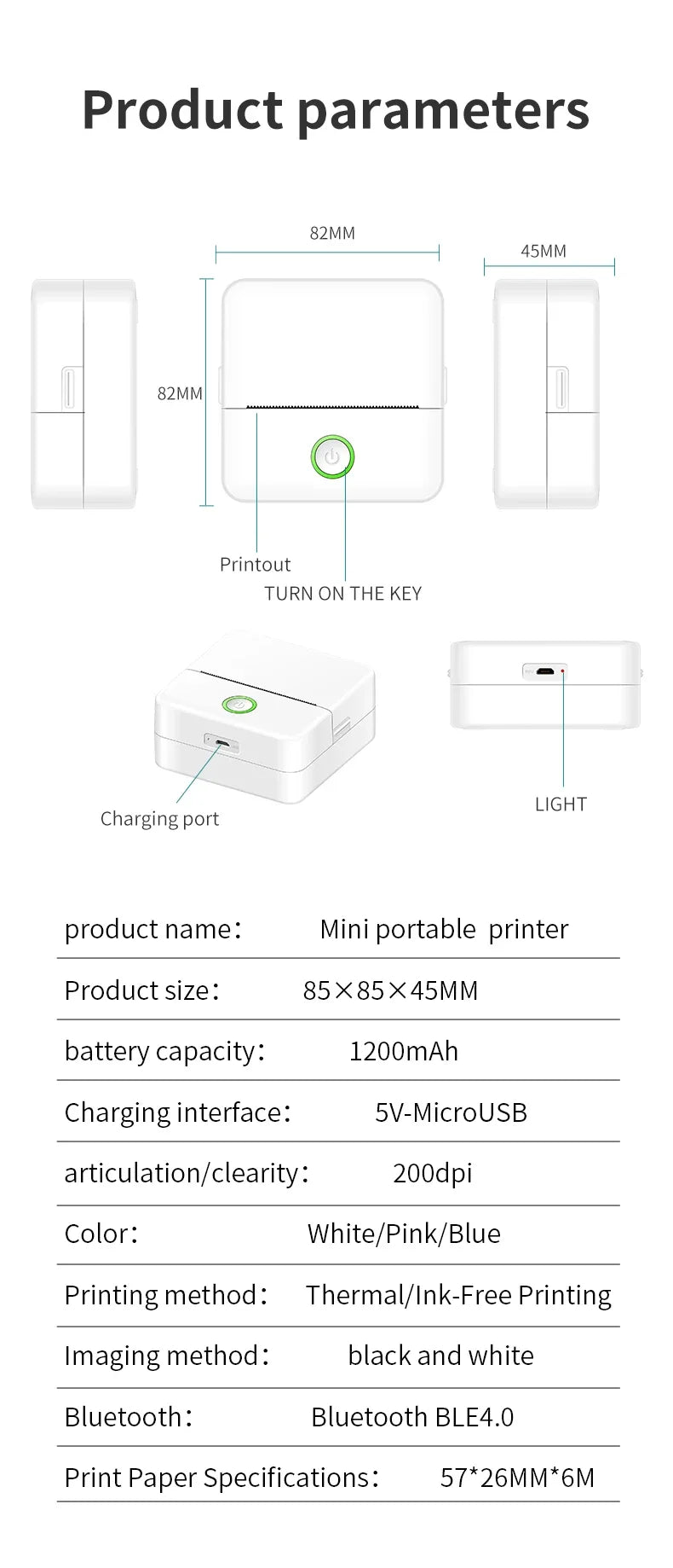 Mini Portable Bluetooth Thermal Printer