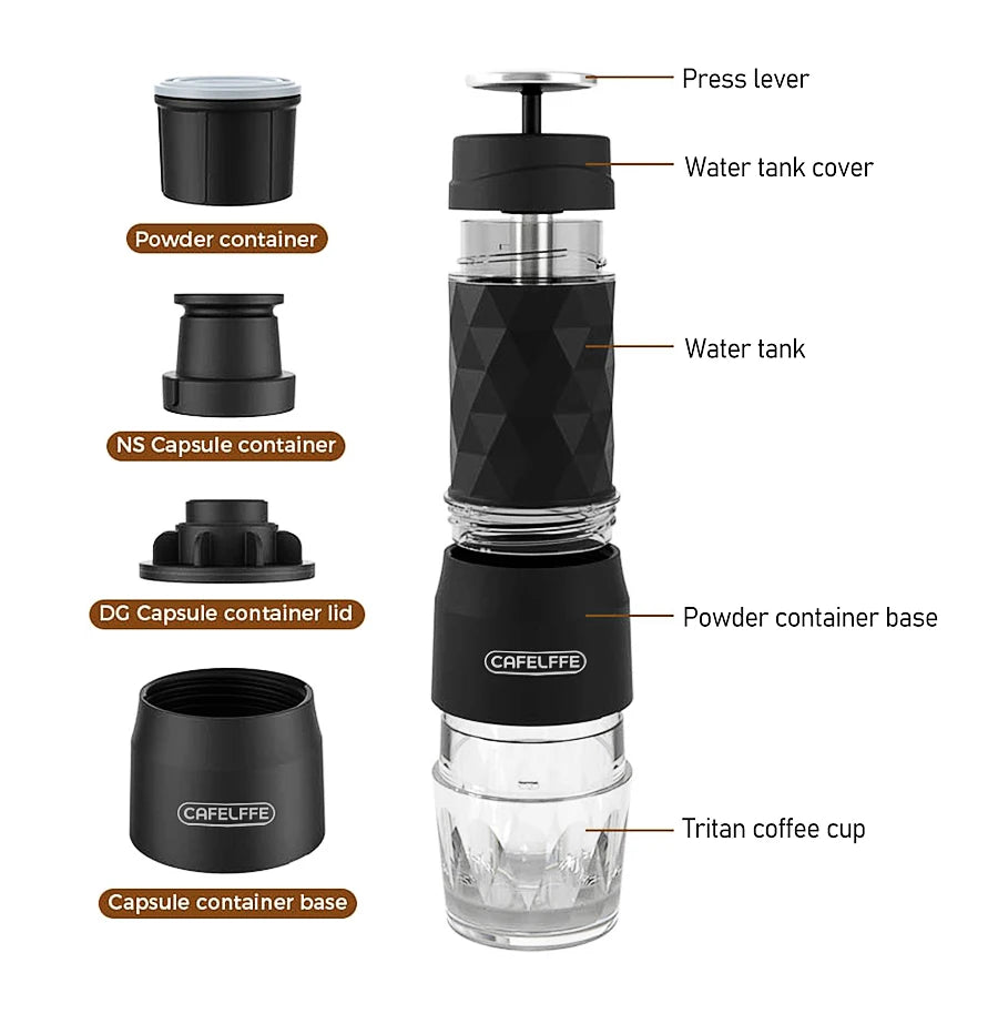 3-I-1 Portable Manual Espresso Coffee Maker