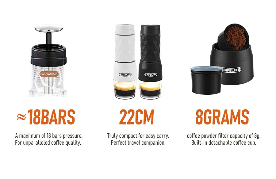 3-I-1 Portable Manual Espresso Coffee Maker
