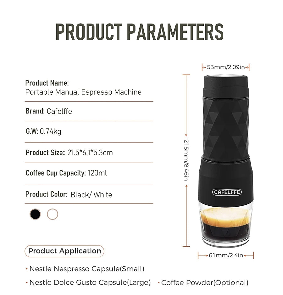 3-I-1 Portable Manual Espresso Coffee Maker