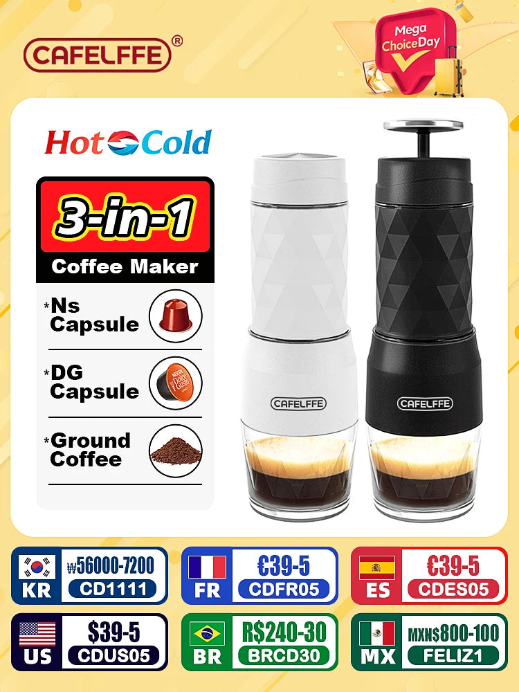 3-I-1 Portable Manual Espresso Coffee Maker